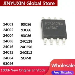 10PCS New 24C01 24C02 24C04 24C08 24C16 24C32 24C64 93C46 93C56 93C66 93C86 24C128 24C256 24C512 SOP-8 IC Chip Stock Wholesale
