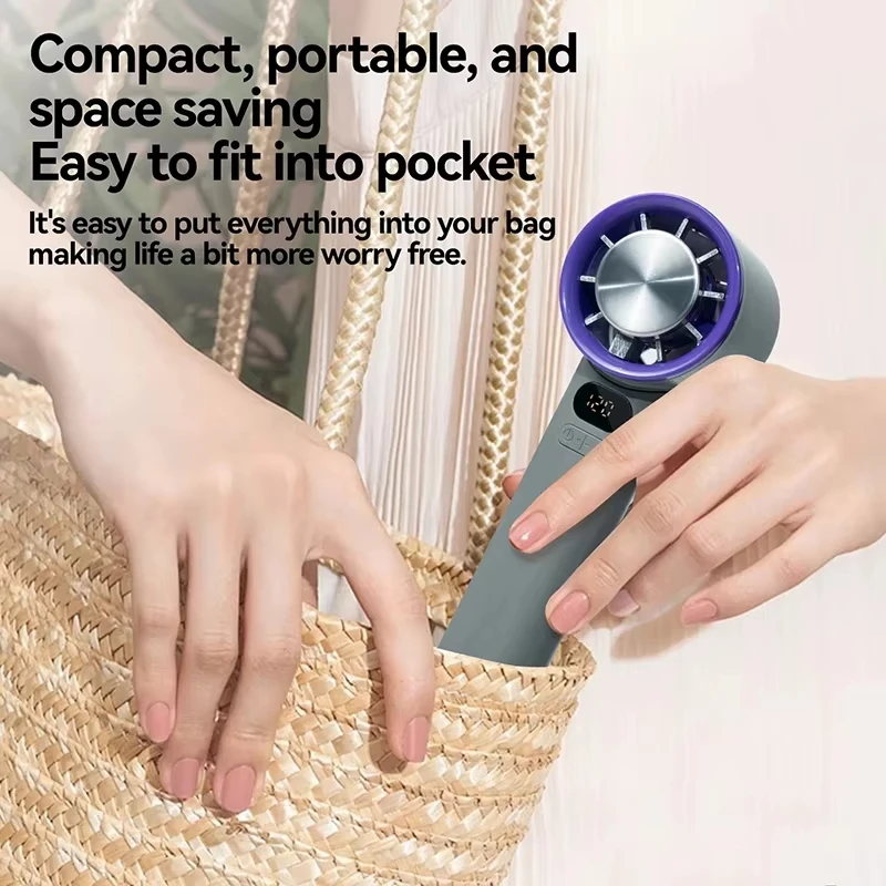 Lenovo Mini Handheld Rechargeable Bladeless Fan with Instant Ice Cooling Mode