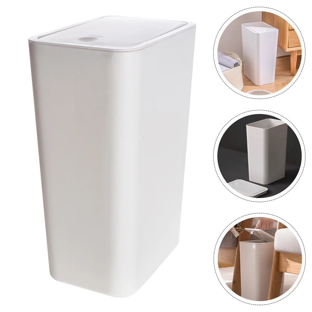 

Trash Can with Lid Bathroom Kitchen Waste Basket Office Plastic Square Trash Can Waste Basket Office Separate Collection Box