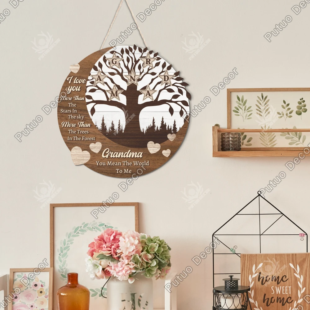 

Putuo Decor 1pc Wooden Hanging Sign Decor, Wall Art Decoration for Home Farmhouse Living Room, Mother's Day Gifts