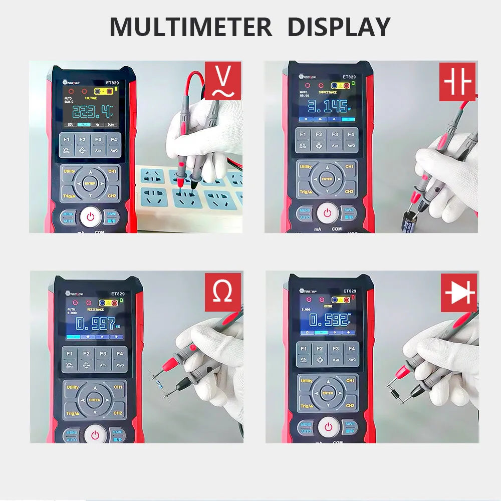ET829 2 Channel 80MHz Digital Storage Oscilloscope Multimeter Signal Generator 3