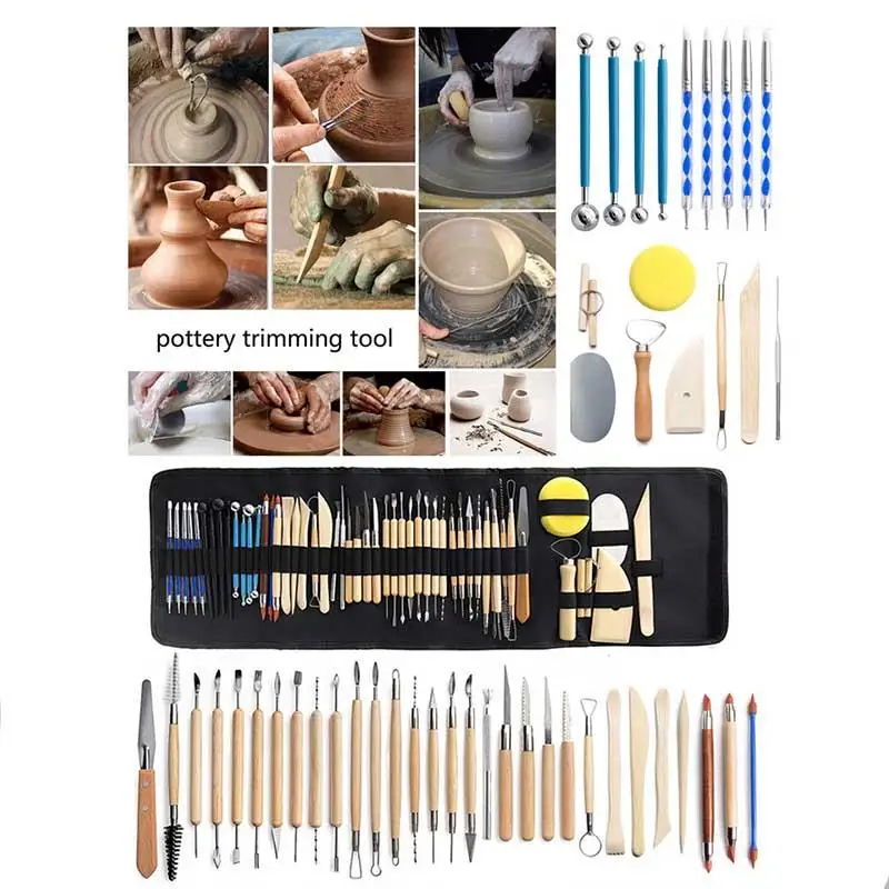 Pottery Clay Sculpting Tools Pottery Carving Tool Kit with Carrying Case Bags for Beginners Professionals Modeling DIY pottery sculpting tools clay sculpting tools pottery tools clay craft tool
