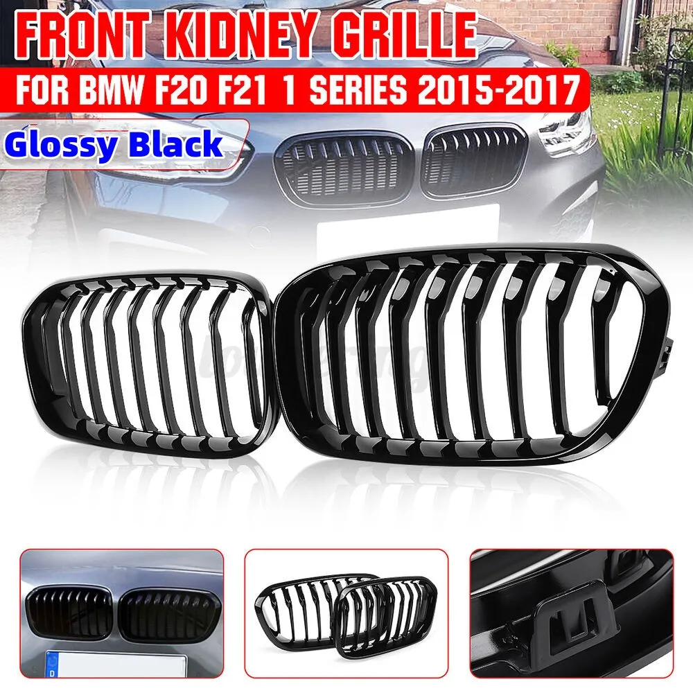 

Glossy Black Kidney Replacement Front Grill For BMW F20 F21 118i 120i 125i 2015-2018 Racing Grills Double Slat Grills