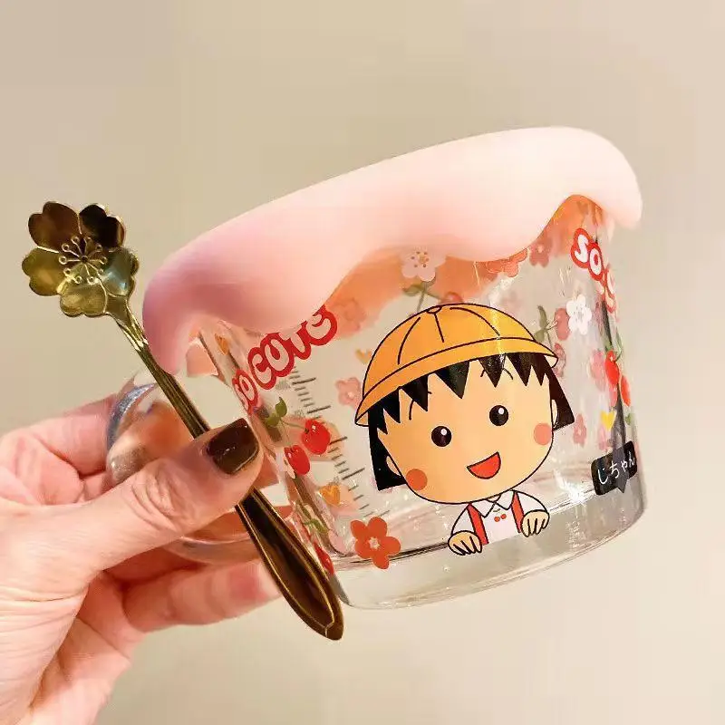 MARUKO - milk Kawaii Chibi Maruko-Chan Glass Cup with Handle Cartoon