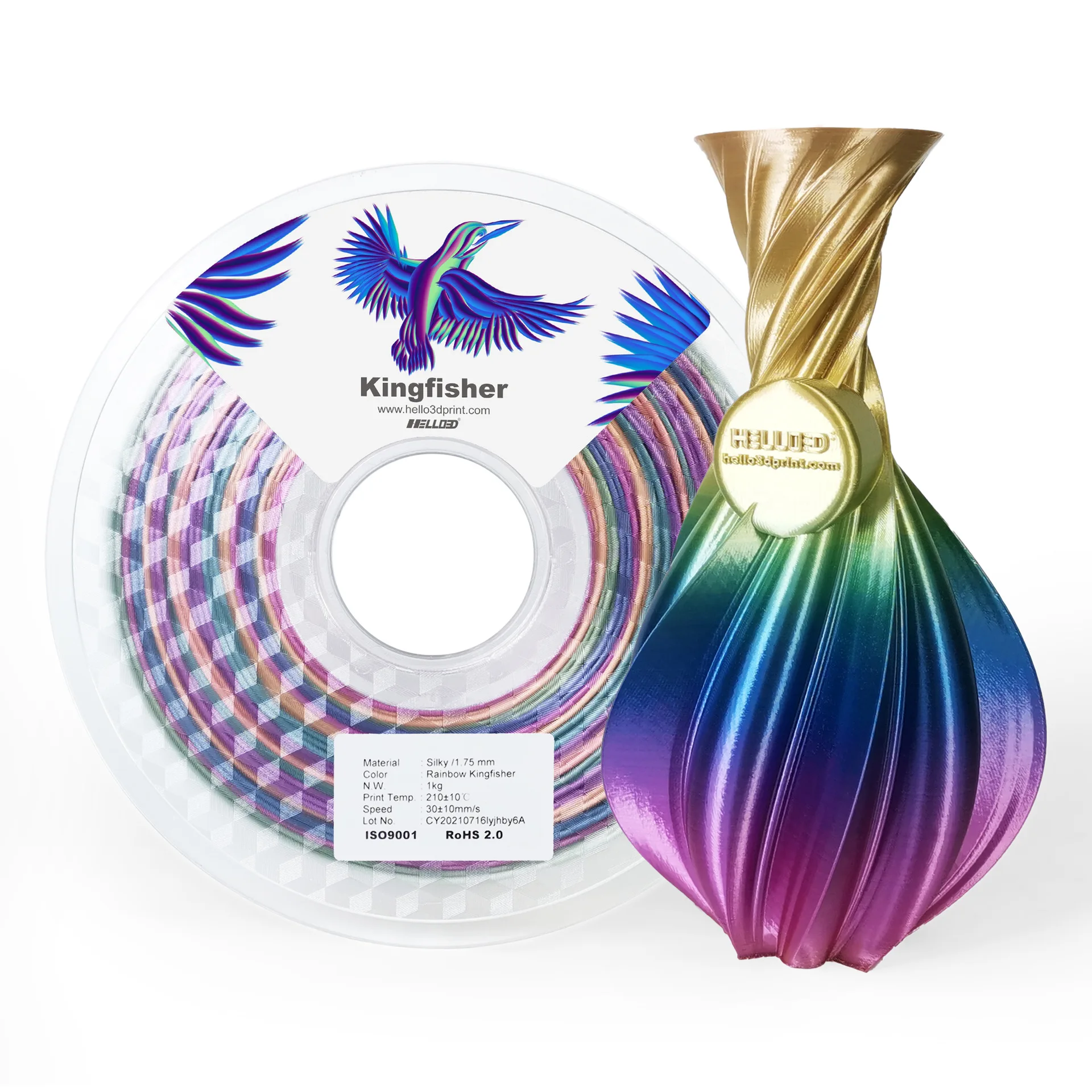 tipo arco iris Bobina multicolor de cambio gradual multicolor 1kg Kehuashina Seda Pla Filamentos para impresoras 3D y bolígrafos Filamento de 1.75 mm de diámetro 