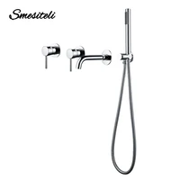 Bathtub Faucet Bathroom Shower Mixer Set Hot Cold 2 Way Diverter Shower Solid Brass With 150MM/210MM/260MM Bath Spout Mixing Kit 2