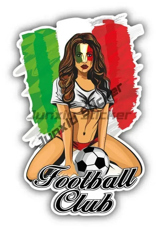 Russia Italy Flag Soccer Fan Girl Stickers – Waterproof Funny Football Decorations
