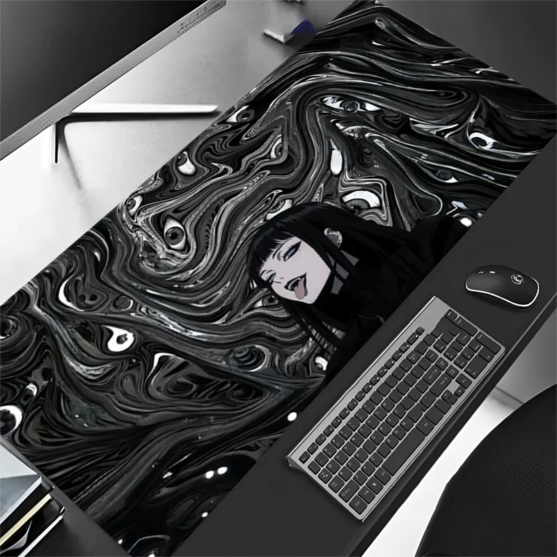Evil Girl Devil Eye Gaming Mousepad XXL Keyboard Gamer Mouse Pad on The Table Speed Desk Mat Anime 900x400 800X300 big Mouse Mat 2
