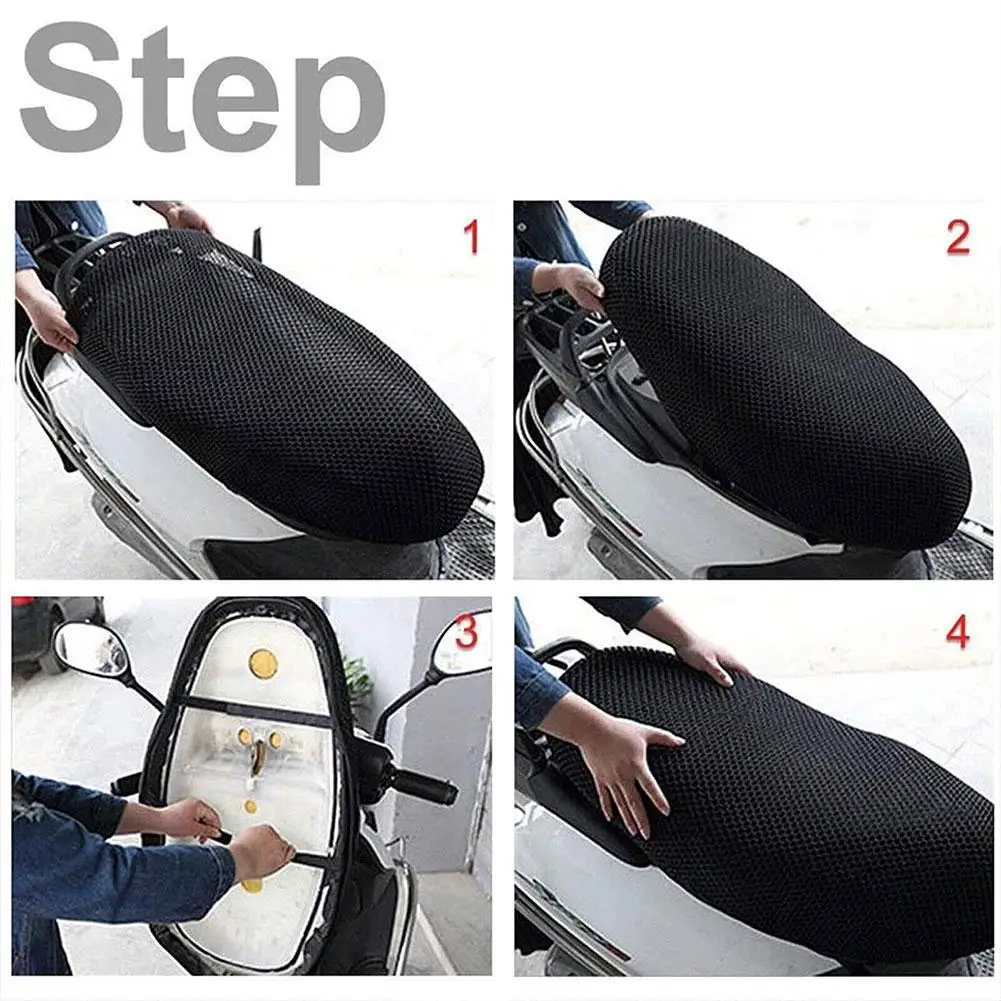 Motorcycle 3D Mesh Fabric Anti-skid Pad Seat Cover Scooter Electric Bike Summer Breathable Cushion Net