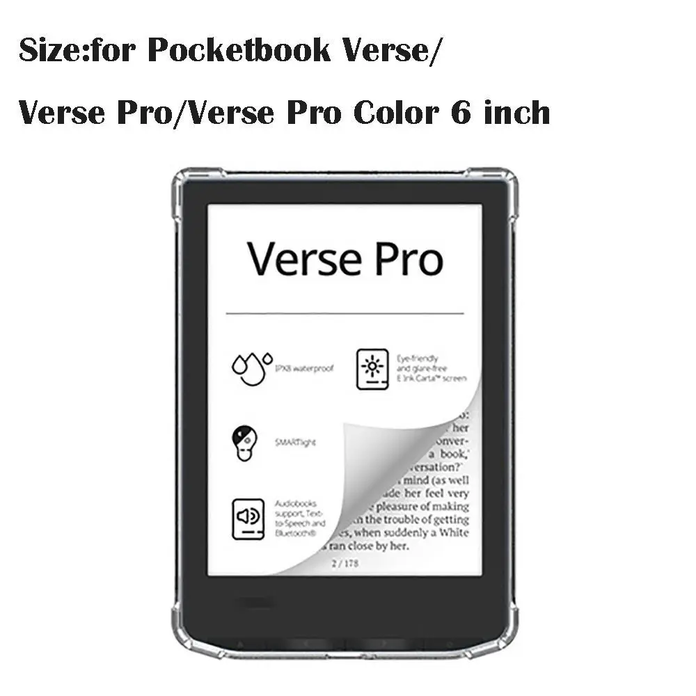 Transparent eReader Case Shockproof TPU Back Cover for PocketBook 616/617/618/628/632/633/629/634/700/InkPad 4//InkPad Color 2/3