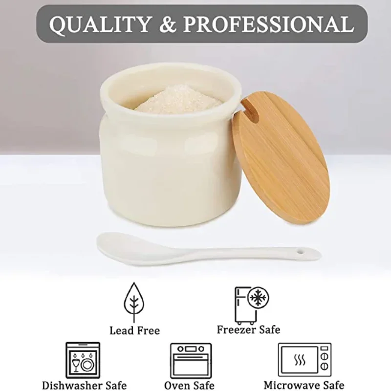 Household Kitchen Seasoning Tank Ceramic Salt Tank Oil Bottle Seasoning Set Bamboo Board Base Set