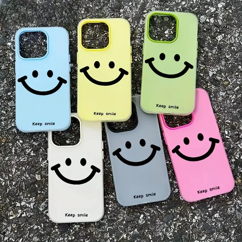 Vibrant Smiley Face Jelly Color Shockproof Transparent Phone Case