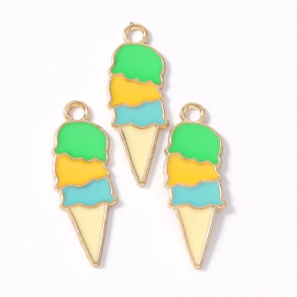 10 Stück Niedliche Lebensmittel-Anhänger: Eis am Stiel & Herzförmige Emaille-Charms für Schmuckherstellung, Ohrringe, Halsketten & DIY-Geschenke – Detail 22
