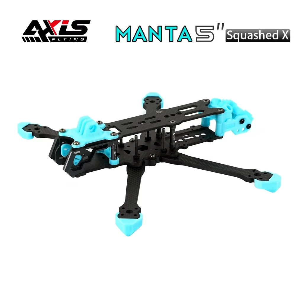 Axisflying MANTA 5 inch Carbon Fiber Squashed X Frame Kits 238mm Wheelbase 5mm Arm Thickness for RC FPV 5inch Freestyle Drone