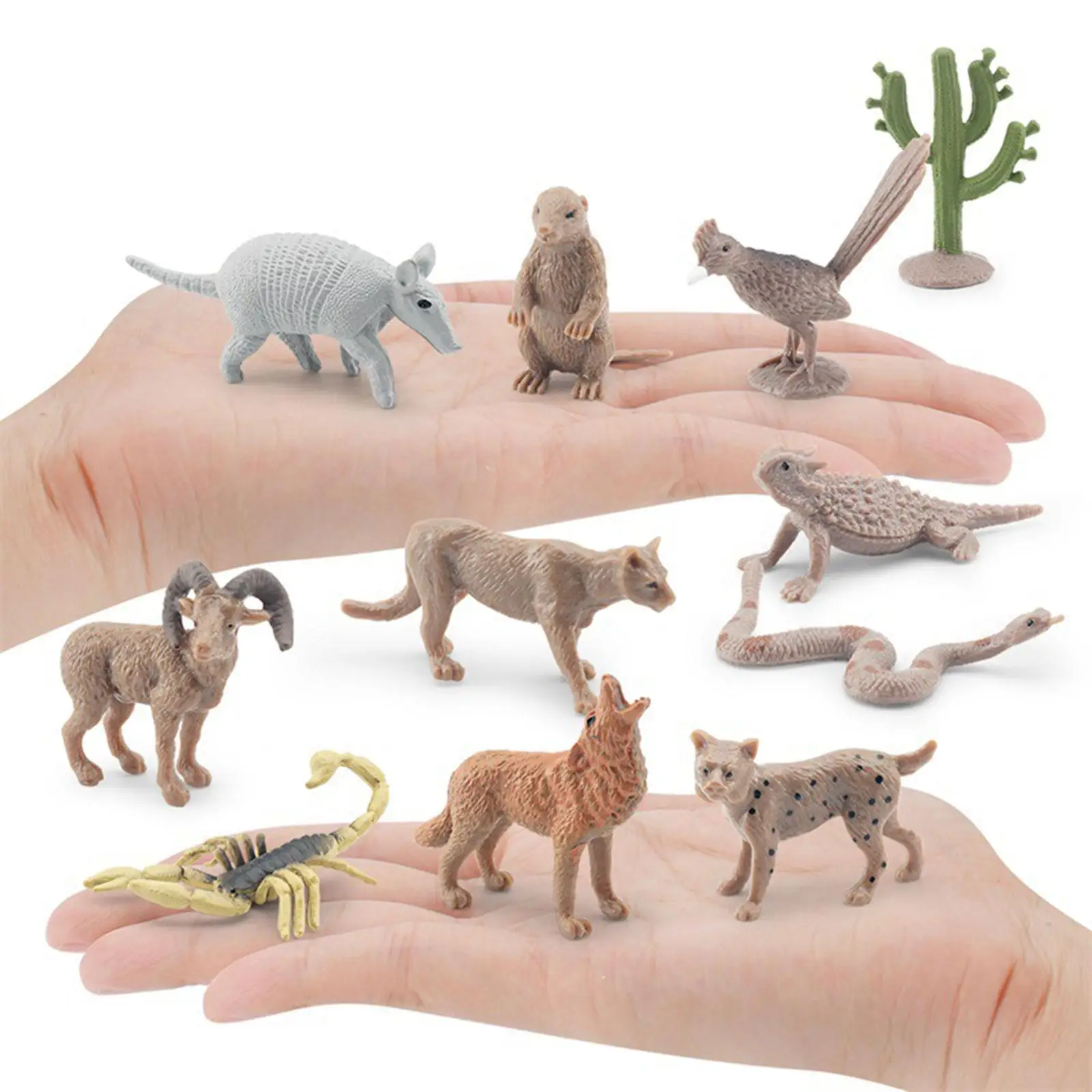 11 Pieces Desert Animals Figures Toys Realistic Jumbo Wildlife Animals Handmade Crafts Playset for Holiday Gift Desk Ornament