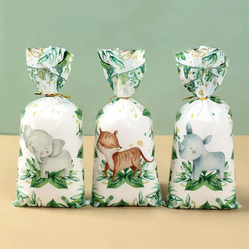 Jungle Animals Candy Gift Bags Biscuit Packing Bag Wild One Safari Gift Bag Birthday Party Decoration Kids Supplies Baby Shower