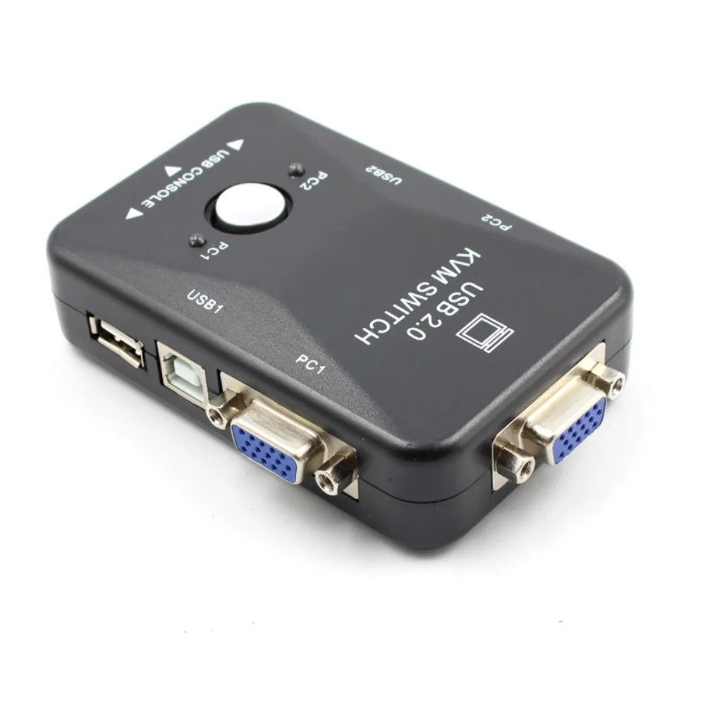 2 in 1 Out 2 Port VGA KVM Switch Switcher KVM USB 2.0 Switch Splitter Simple Operation Convenient USB 2.0 Switcher