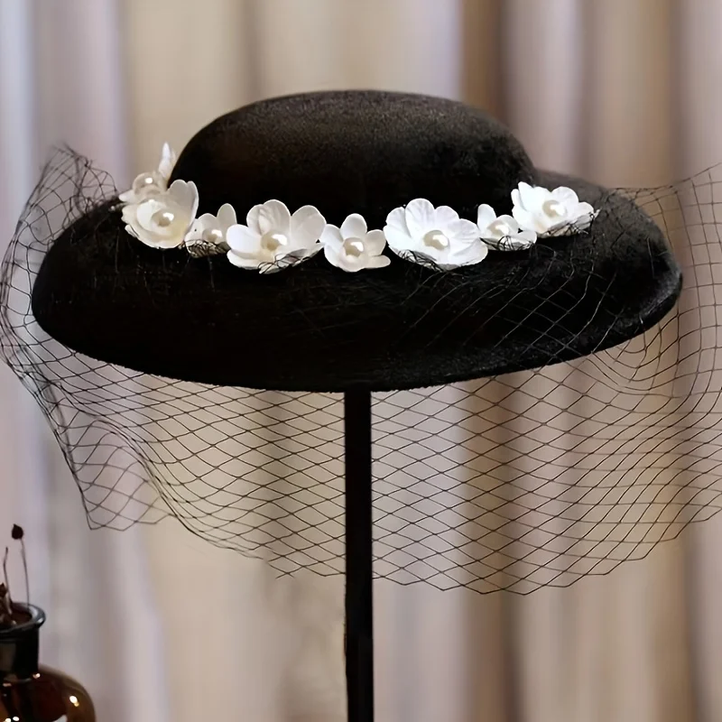 Hair Accessories Bridal Hair Accessories Hepburn French Veil Flower Hat Bridal Headwear Studio Accessories