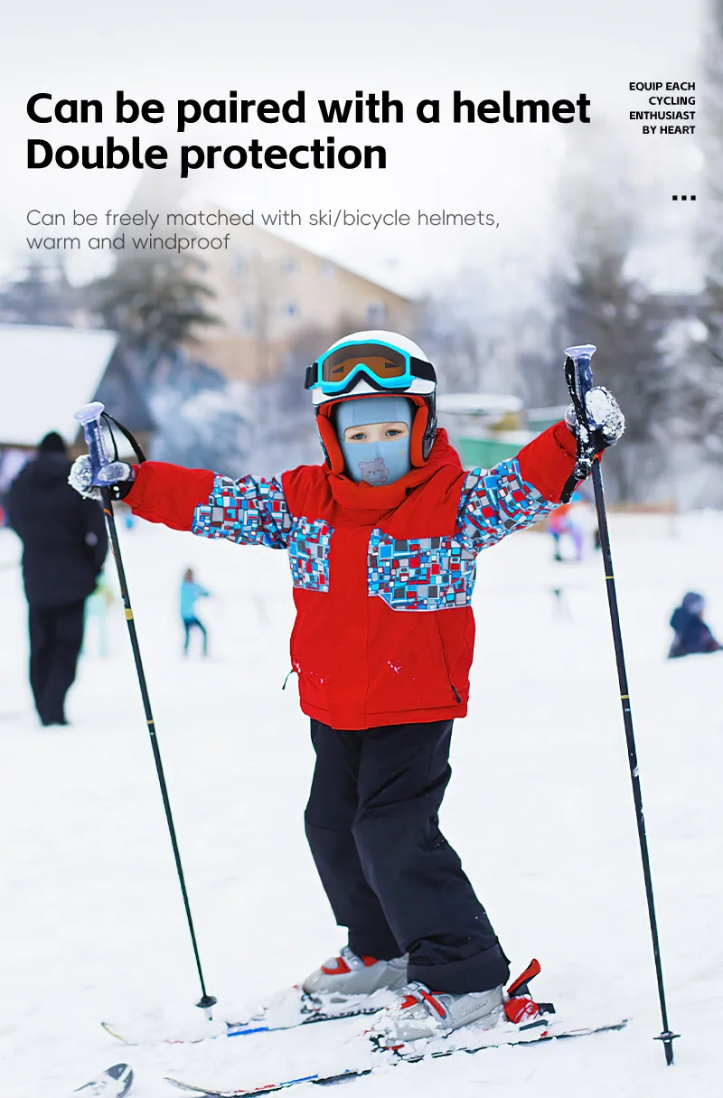 WEST BIKING Winter-Kinder-warme Maske, hochelastisch, atmungsaktiv, winddicht, Fleece, Radfahren, Kopfbedeckung, Outdoor, Laufen, Klettern, Schal – Detail 24