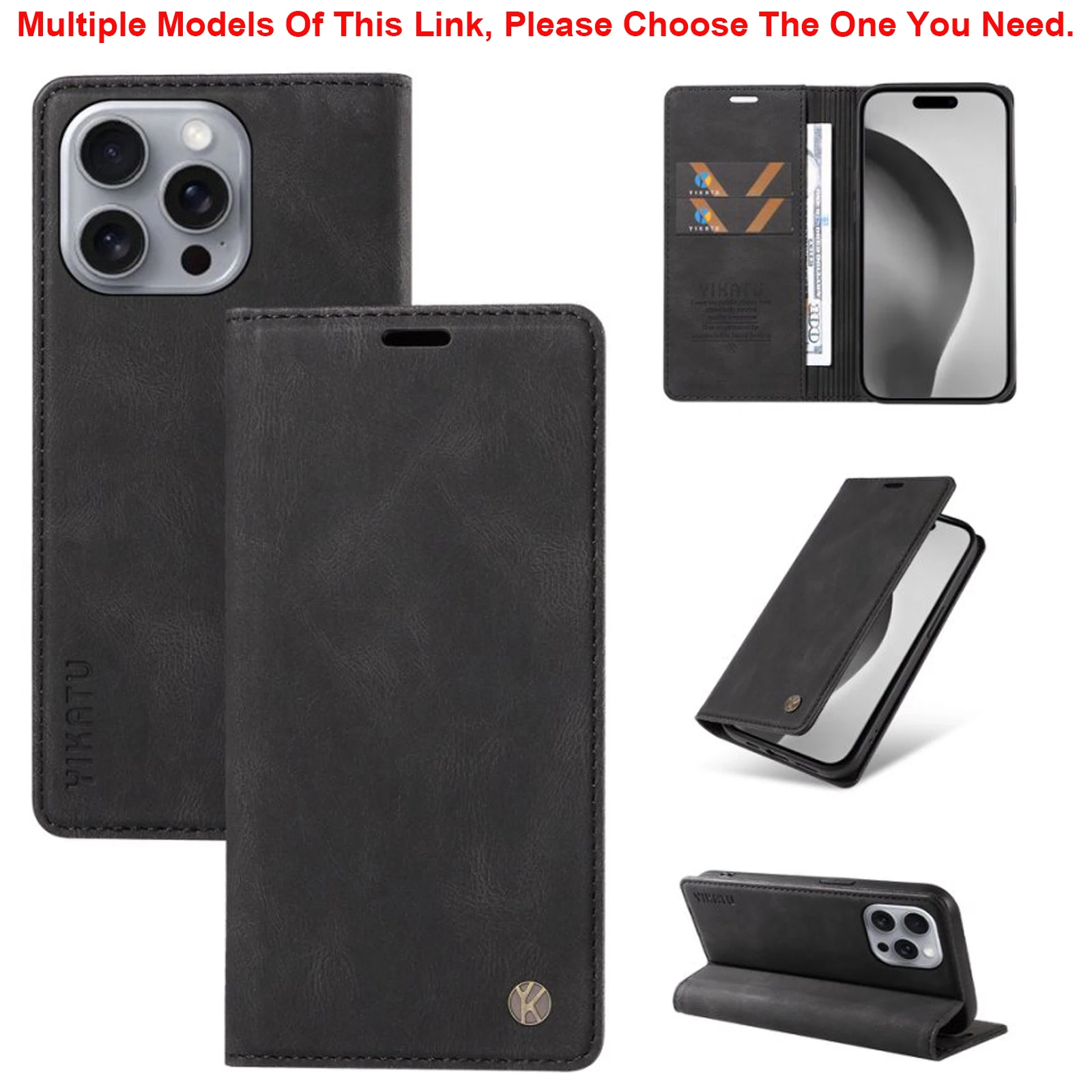 Premium Shockproof Leather Wallet Phone Case with Cardholder & Stand Feature