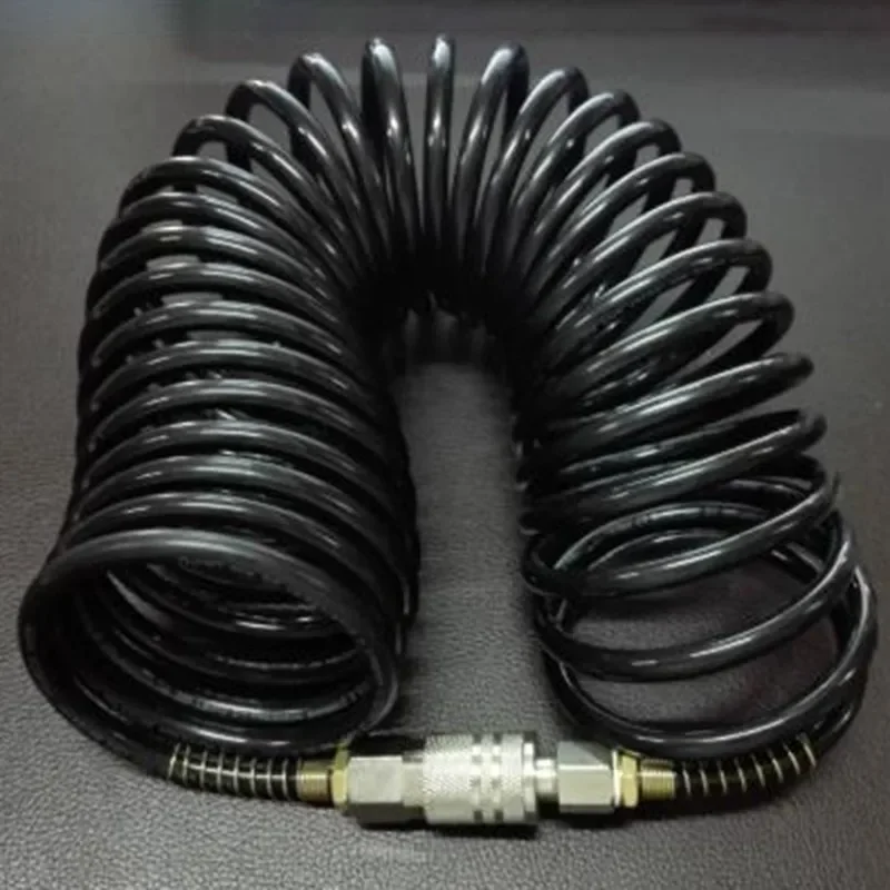 

Heavy Duty 25FT Air Compressor Hose Quick Coupler, PE Pneumatic Adapter Inflating Coil, Weather And Abrasion Resistant