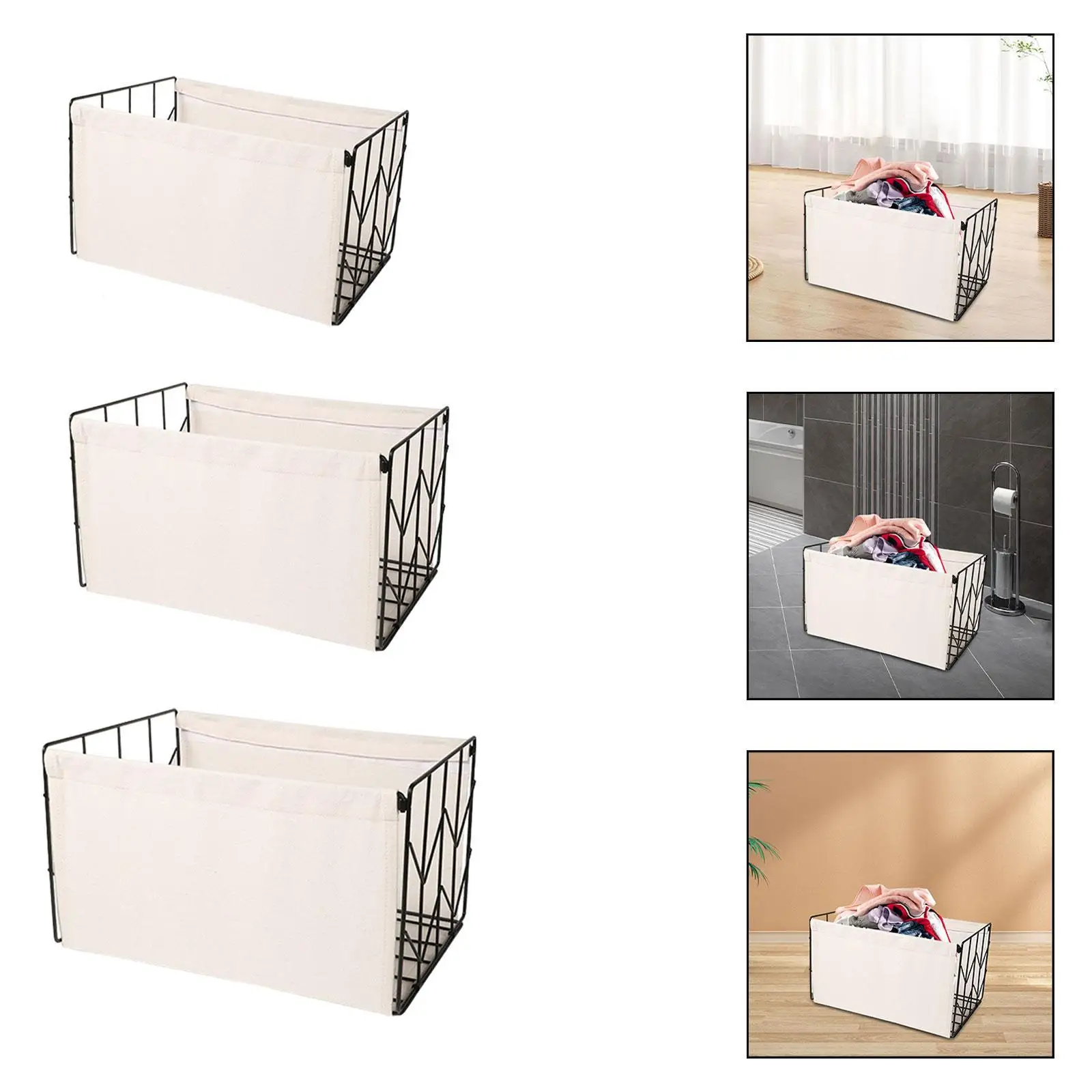 Folding Laundry Basket Utility Storage Basket for Apartment Craft Room Hotel 4