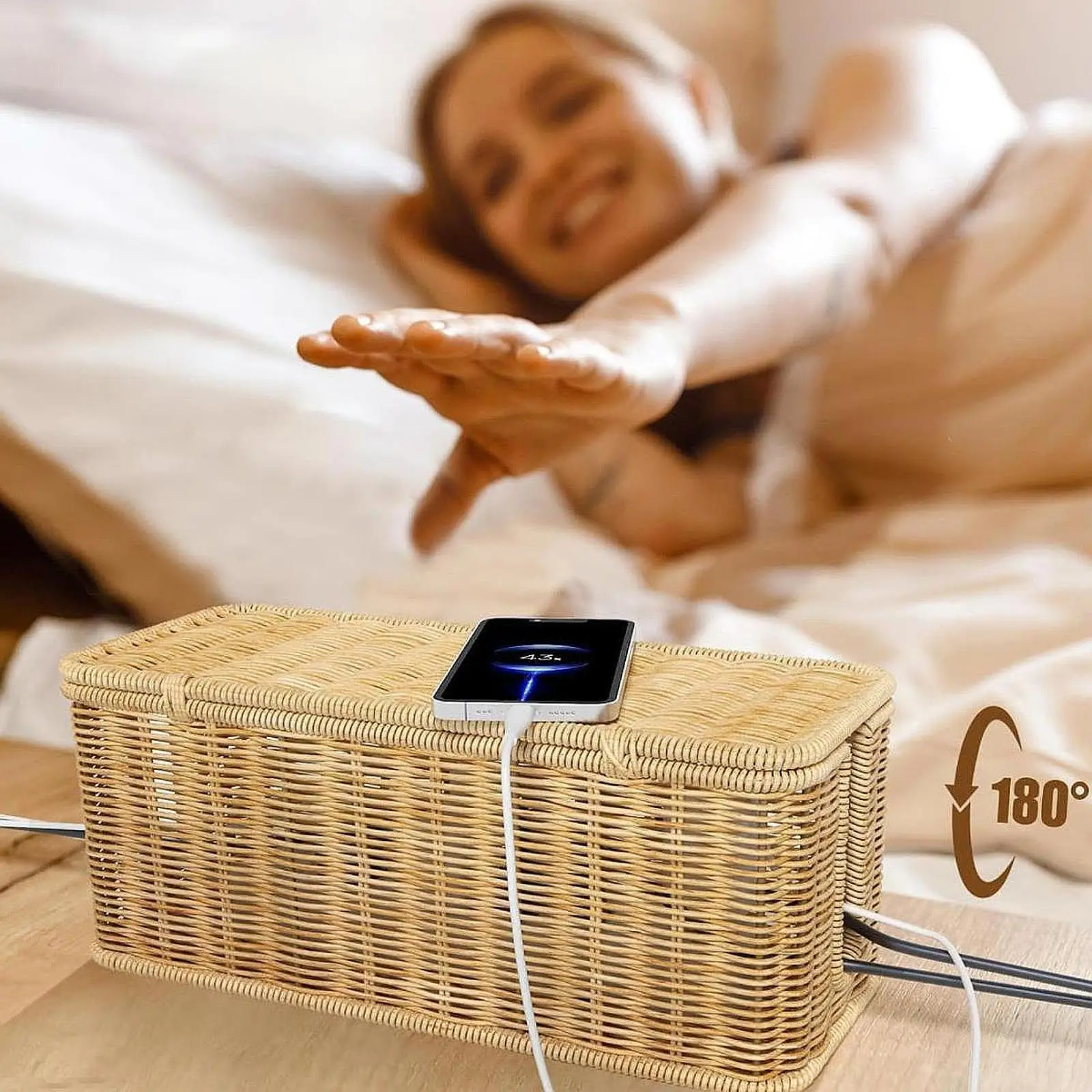 Cable Management Box Cable Organizer 2 Open Slots Dustproof Breathable Box for