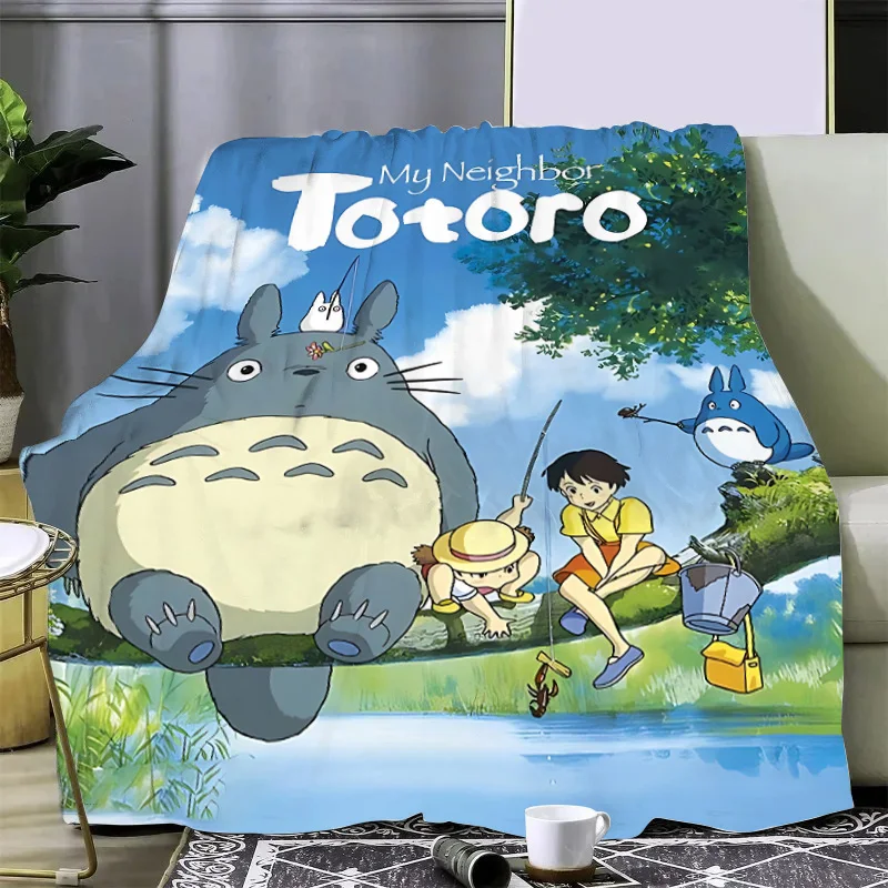 Cartoon Printed Blanket Picnic Blankets Warm Blanket Soft and Comfortable Blanket T-TotoroS Home Travel Birthday Gift 3