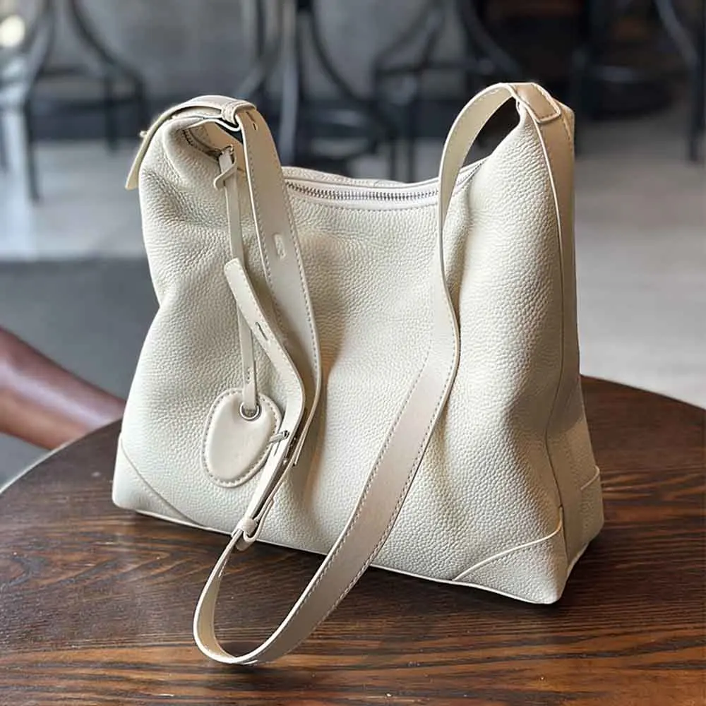 

New Leisure Style Women Leather Handbag One Shoulder Hobos Tote Soft Lady Cow Skin Messenger Purses Black 2023 New