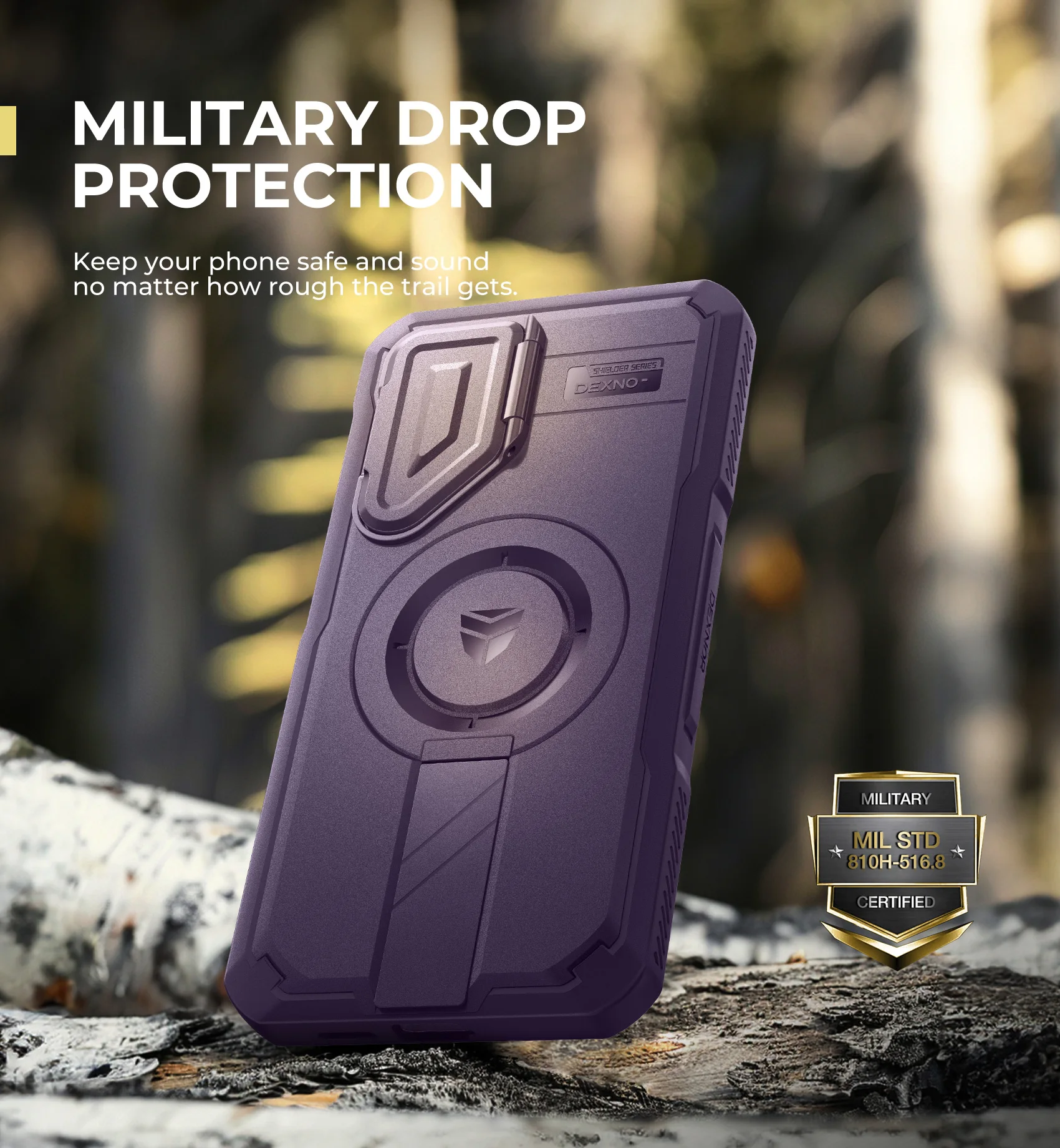 Shockproof Case with Sliding Camera Cover, Screen Protector, and Kickstand