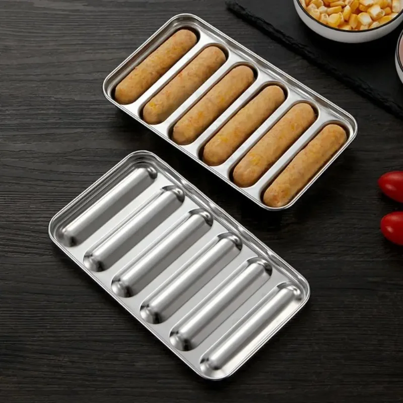 Ham sausage mold microwave oven 6-cavity DIY ham mould stainless steel sausage mold food supplement hotdog maker meat tool
