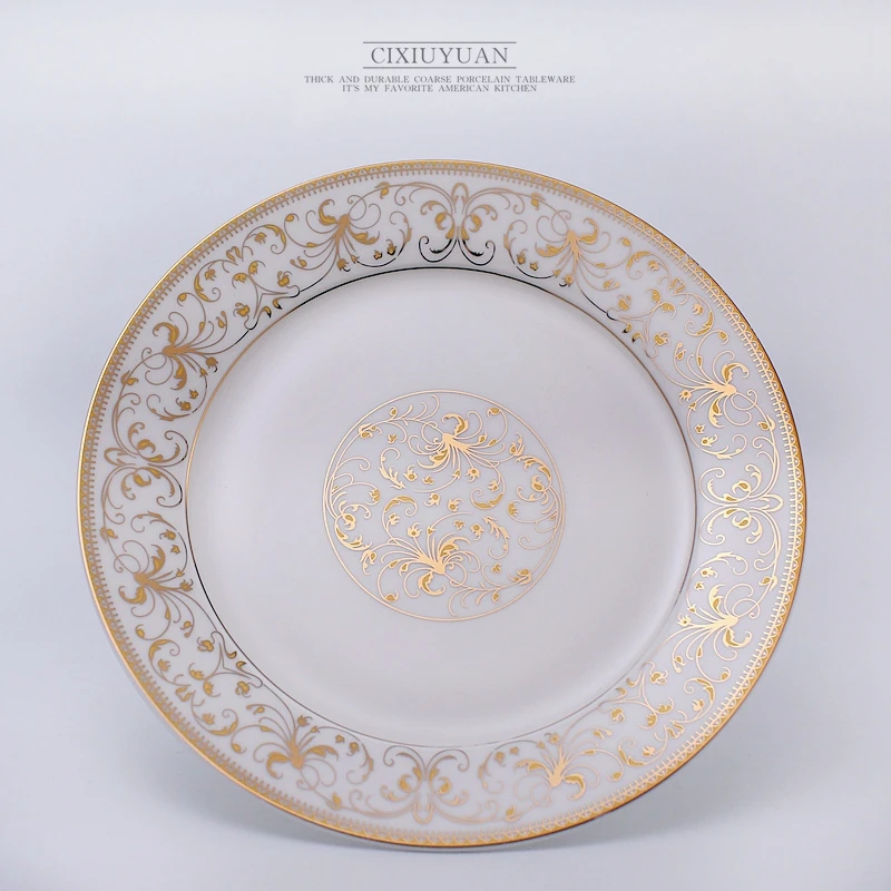 Bone China Dinner Set Plates and Dishes 2pcs/set 8 + 10 inch for Party Porcelain Plate Chargers