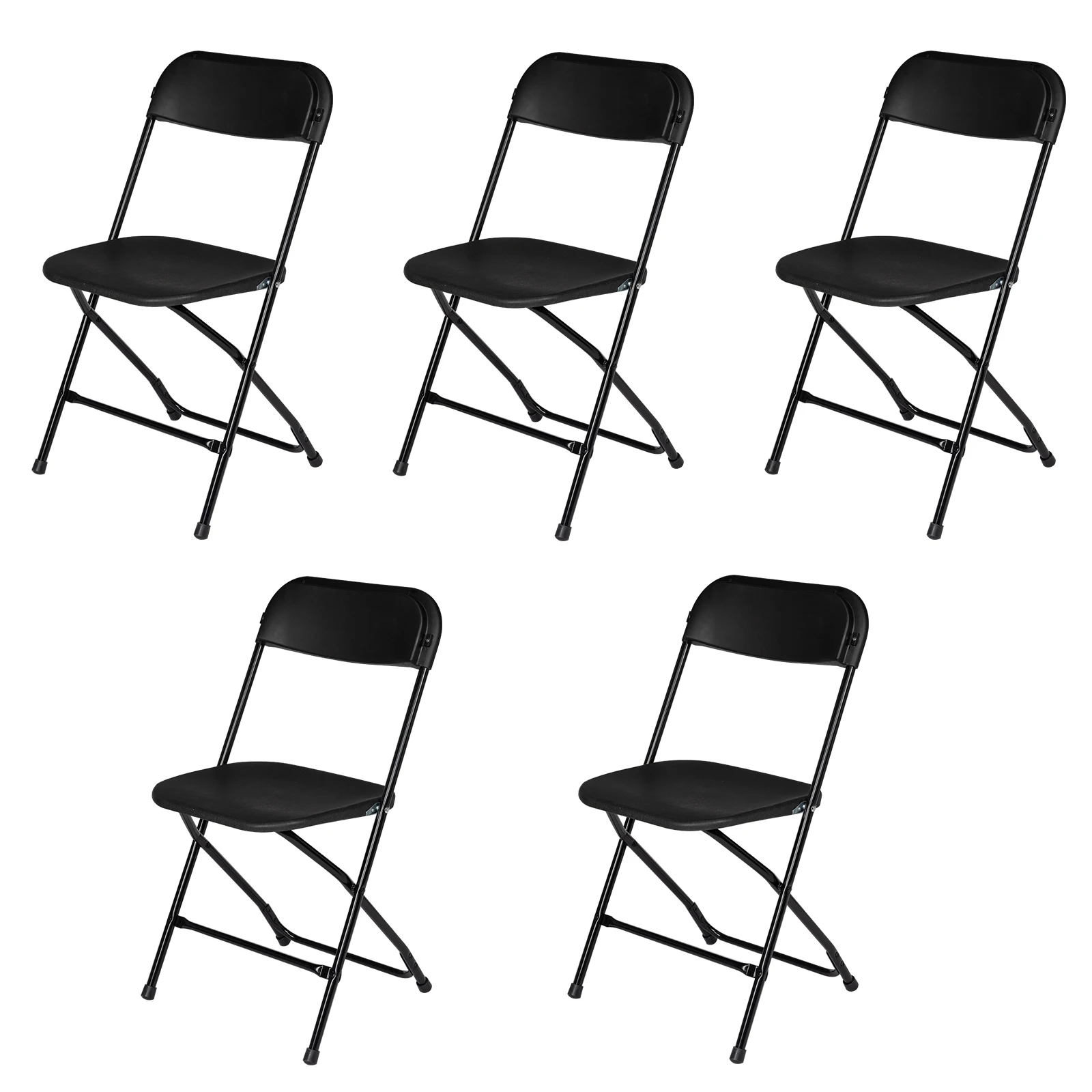 

5 Pack Black Plastic Folding Chair Indoor Outdoor Portable Stackable Commercial Seat for Events Office Wedding Party Picnic