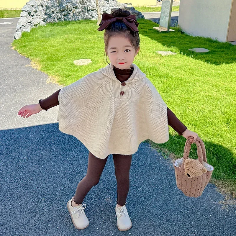 Korean Girl Infant Toddler Sweaters Cloak Baby Clothing Coat Cute Fashion Autumn Winter Outdoor Windproof Jackets Kids Outerwear