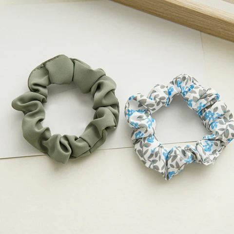 French Hair Scrunchies Elegant Flower Chiffon Women Elastic Hair Rubber Bands Hair Ties Stretch Ponytail Holder