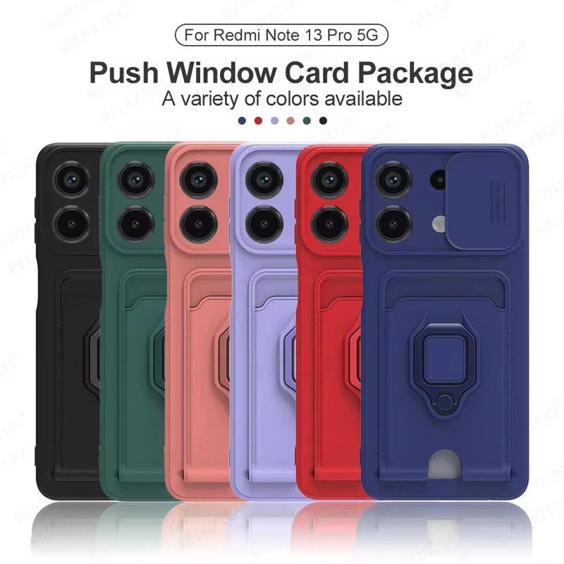 Slide Camera Card Slot Shockproof Luxury Armour TPU Phone Case