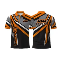 Trendy KTM Logo Printed Motorcycle Riding Comfortable Breathable Sport Shirt New Turn-down Collar Short Sleeved Polo Shirt 1