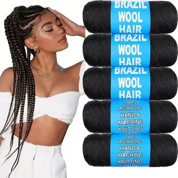 Black Brazil Wool Hair Acrylic Extension Yaki Synthetic Hair Senegalese Twist Faux Locs Wraps Jumbo Crochet Braiding Hair 1