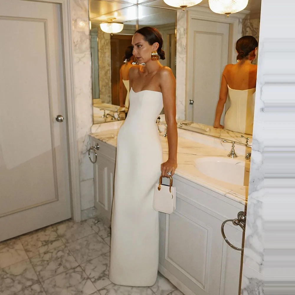 Msikoods 2026 Evening Dresses For Wedding Party Guest Dress Floor Length Formal Gown Women's White ​Prom Dress Customized