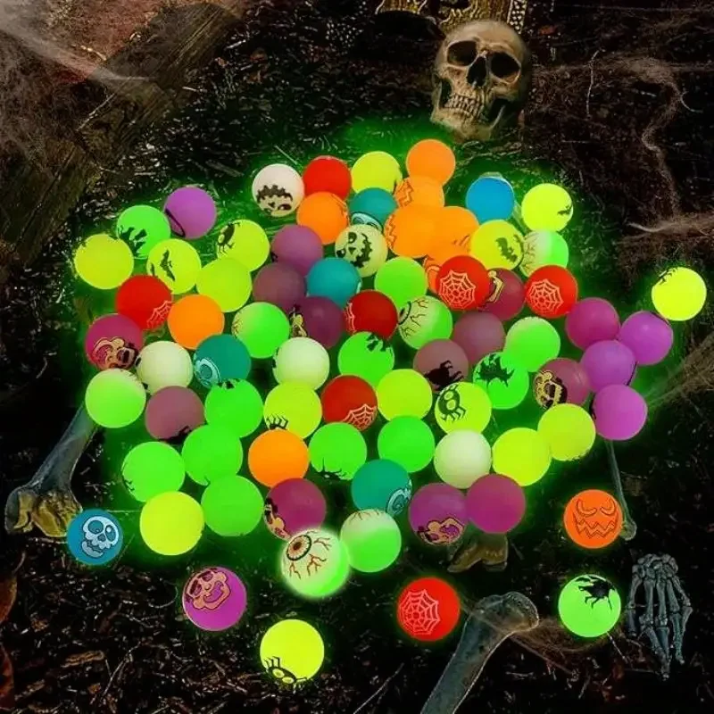 20/40Pcs Halloween Glow in The Dark Bouncy Balls with Pumpkin Gift Box Halloween Party Kids Trick or Treat Favors Goodie Fillers