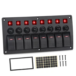 Car Boat Switch Panel 12V 24V 8 Gang Led Rocker Switch Panel Waterproof Switch Panel Kit For Marine Boat Caravan RV Accessories