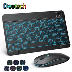 Enhanced Wireless Backlit Keyboard and Mouse Set, 10 - Inch, Multi - Device Compatible (German)