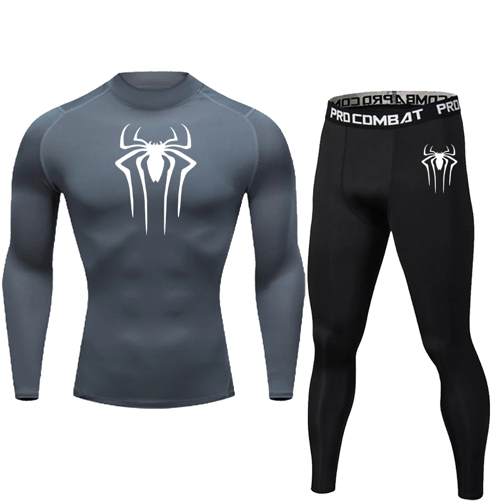 2pcs Men's Compression Sportswear Suit GYM Tight Sports Yoga Sets Workout Jogging MMA Fitness Clothing Tracksuit Pants Sporting