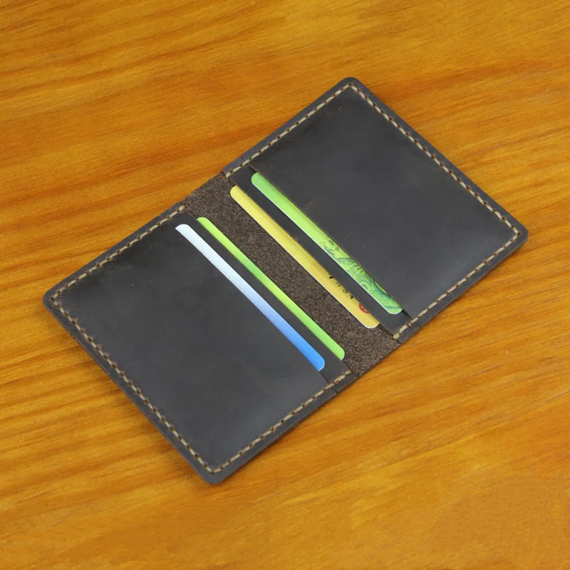 

Handmade Vintage Genuine Leather Card Holder men leather Wallet women Credit card holder Bag Business Case MC-404