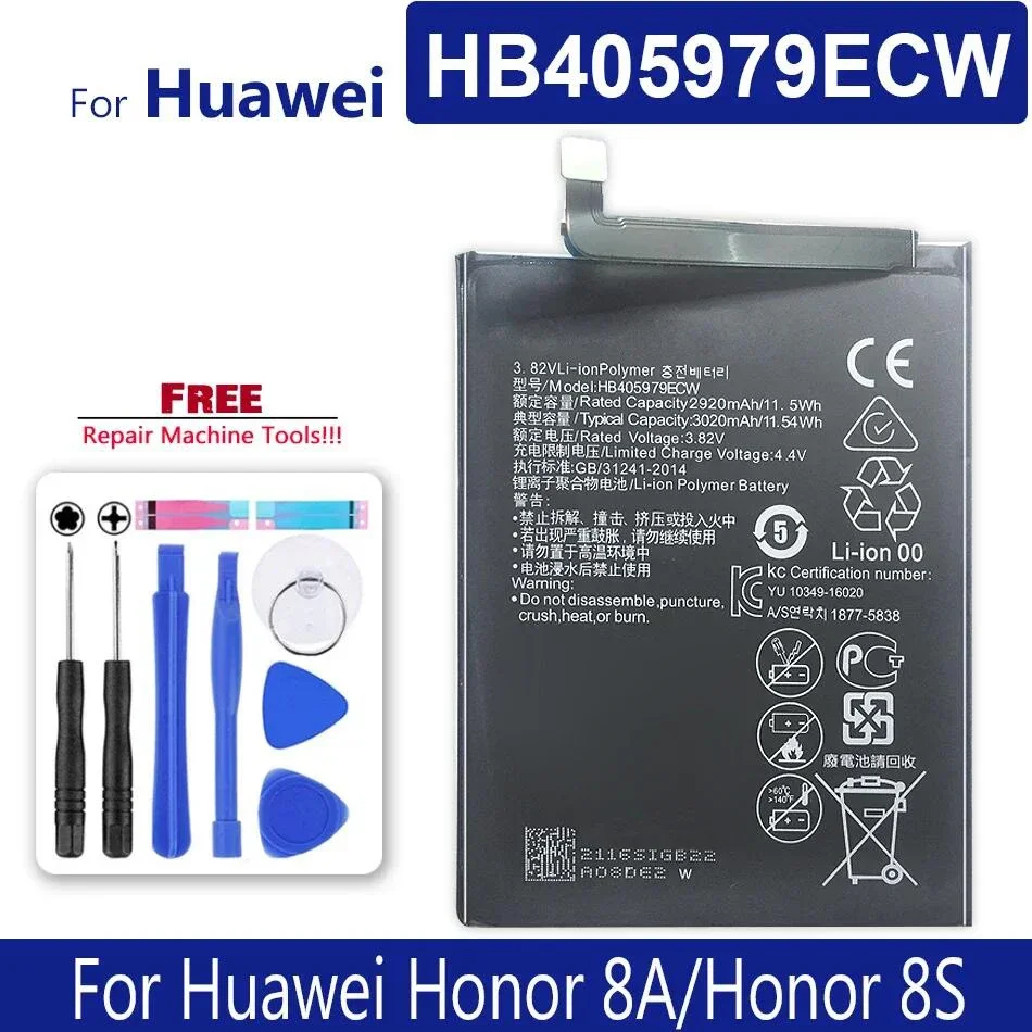 

Аккумулятор 3020 мАч HB405979ECW для Huawei Y6 Pro 2017/для Honor 6 Play Φ L23 L02 L22 8A 8S