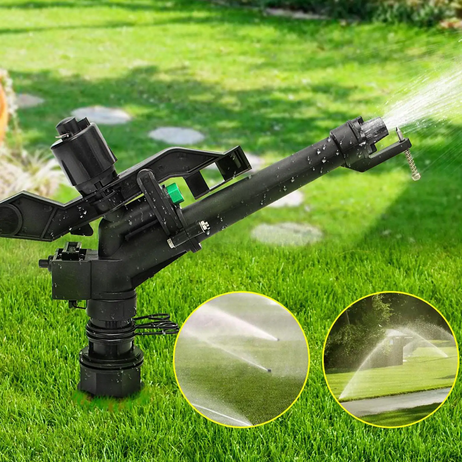 1.5 inches PP Irrigation Spray With 5 Nozzles 5.5 Inches Long-Range Field, Plastic Gardens Lawn Rotation Rocker Sprinkler