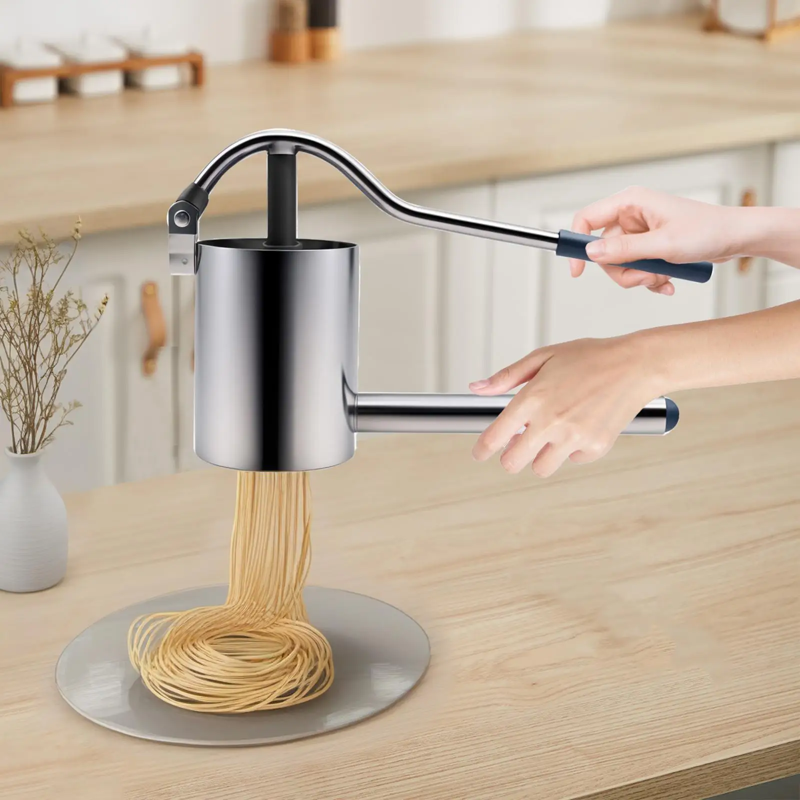 Manual Noodle Maker Lasagna Hand Pan Drum Gadget Stainless Steel Gift Practical Noodles Press Machine Household Kitchen Kid