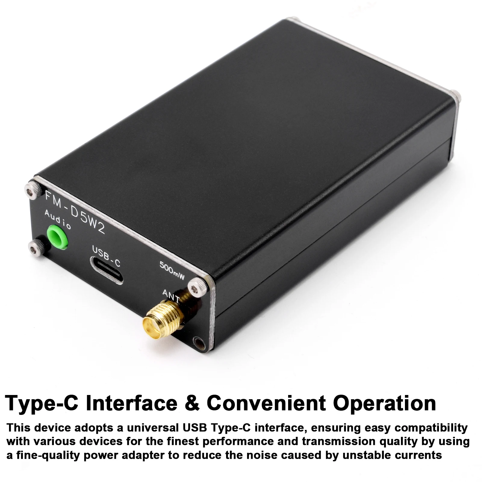 주파수 변조 이미터, 디지털 스테레오 송신 장치, C 타입, 2000m 변속기 거리, 76-108Mhz, 500mW, 0.5W