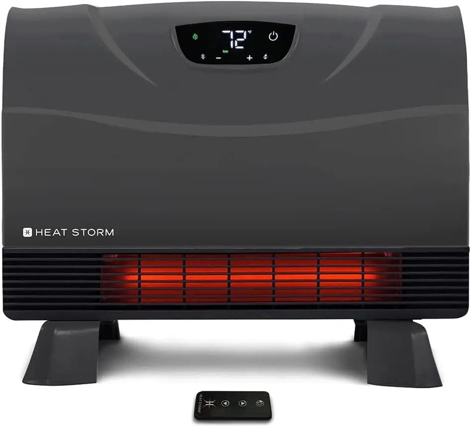 Storm Phoenix HS-1500-PHX, Infrared Space Heater with Attachable Feet, Remote Control, Energy Efficient-750-1500 Watts, Gray Flo