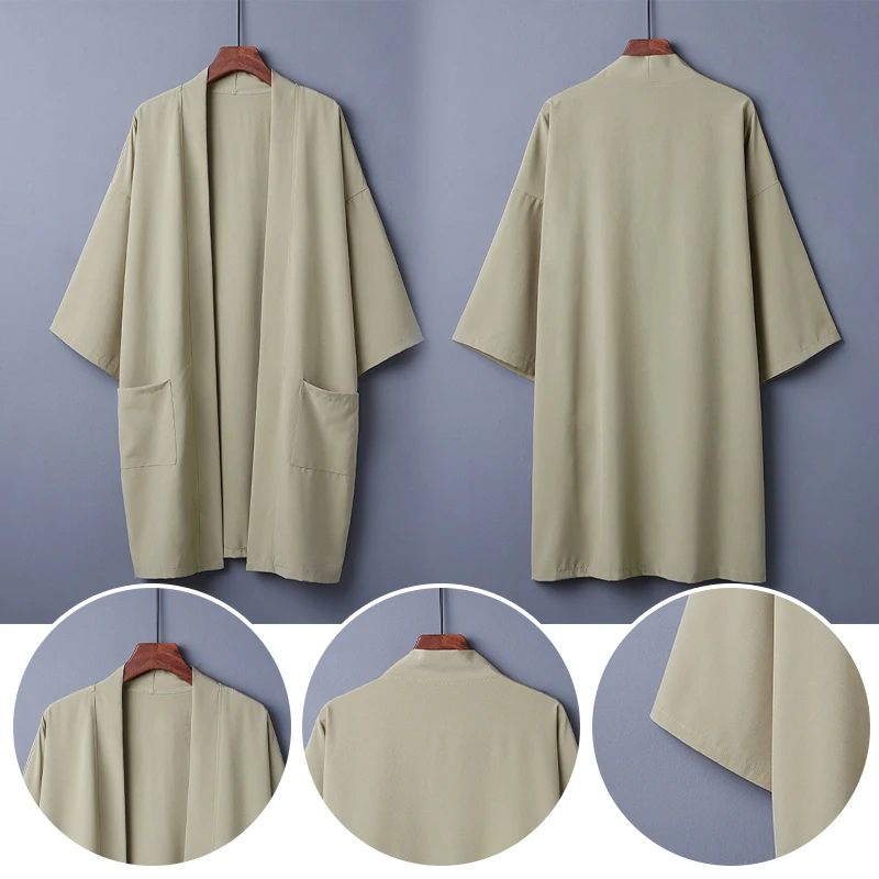 Men Ukiyo-e Style Long Hanfu Cloak Unisex Japanese Kimono Poncho Summer Casual Loose Yukata Haori Beach Shirts Cardigan